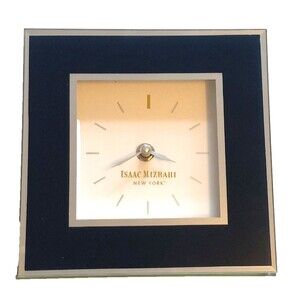 Isaac Mizrahi Square Mantle Clock Navy Blue 7" New in Box